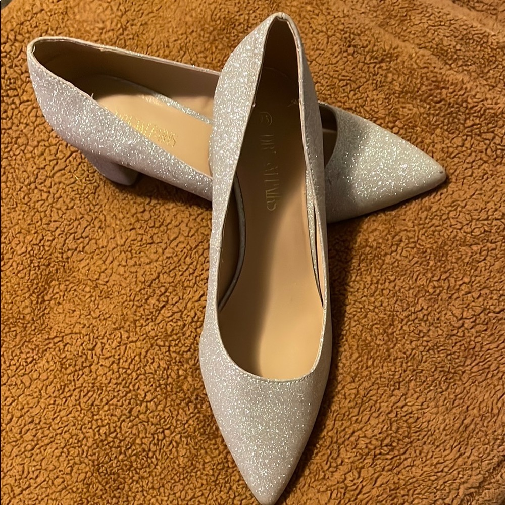 Elegant Silver Glitter Heels